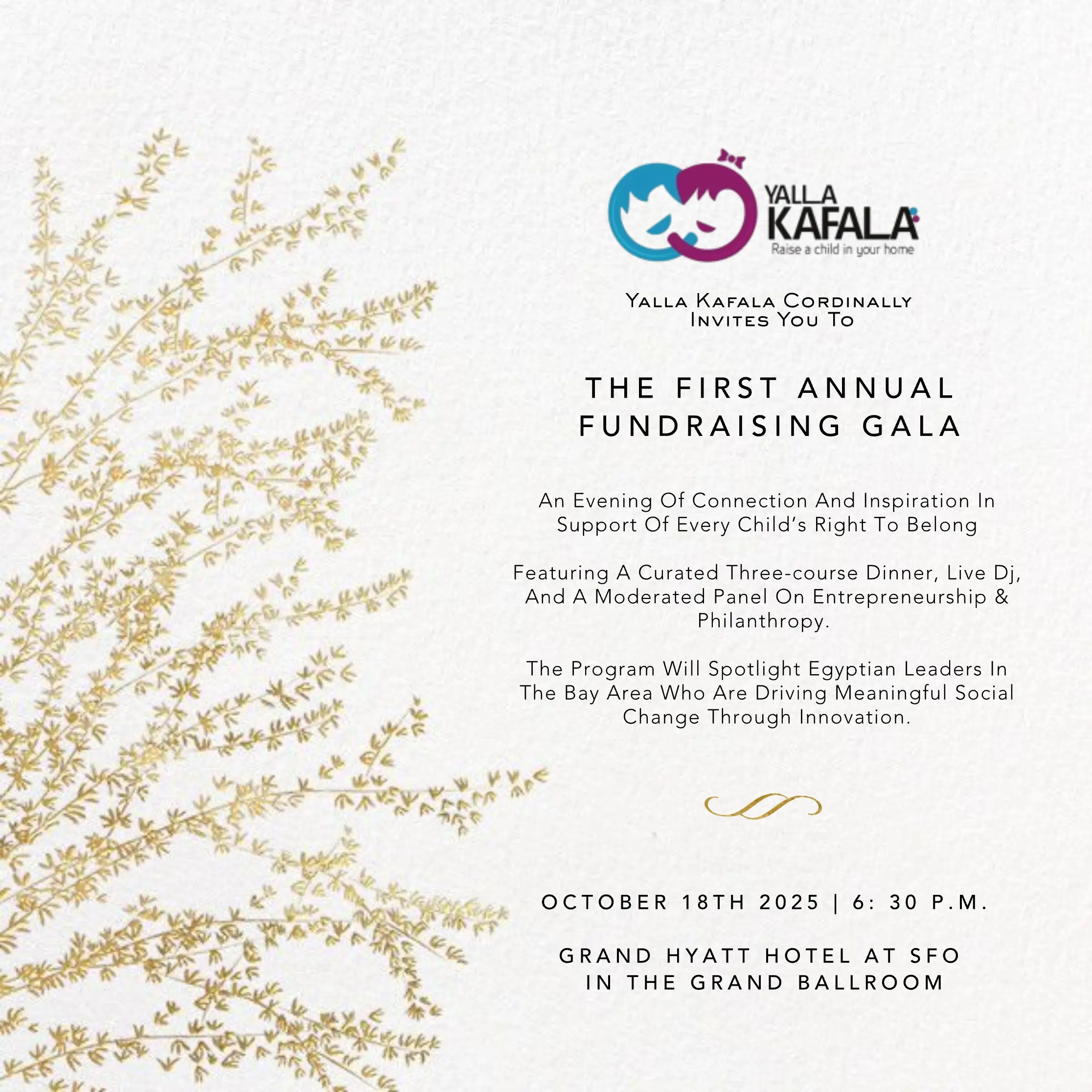 YallaKafala Gala invitation card